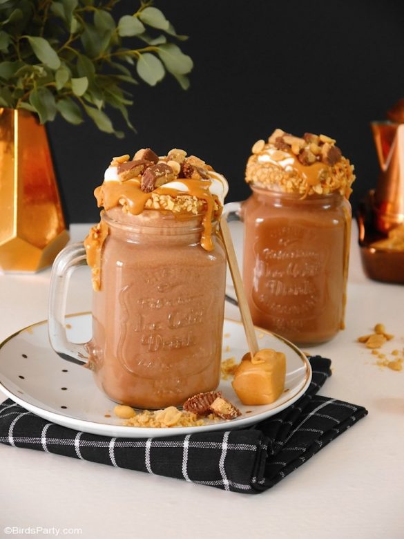 Peanut Butter Hot Chocolate + Peanut Butter Fudge Drink Stirrers