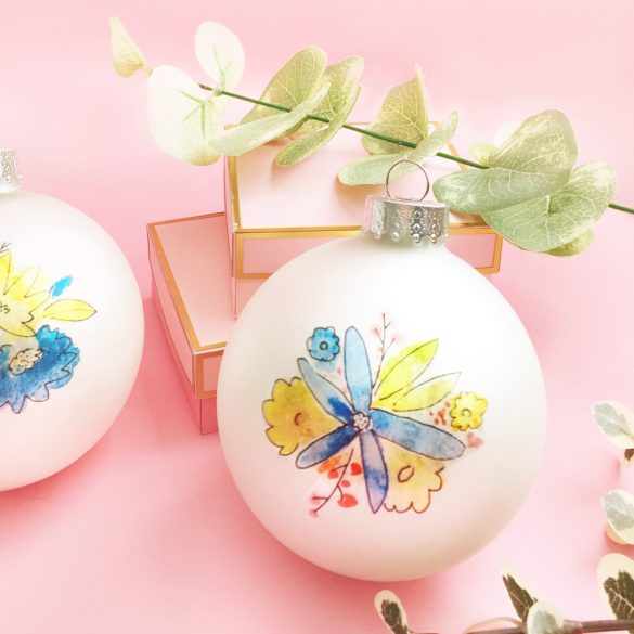 DIY Christmas Ornaments With Watercolor Florals