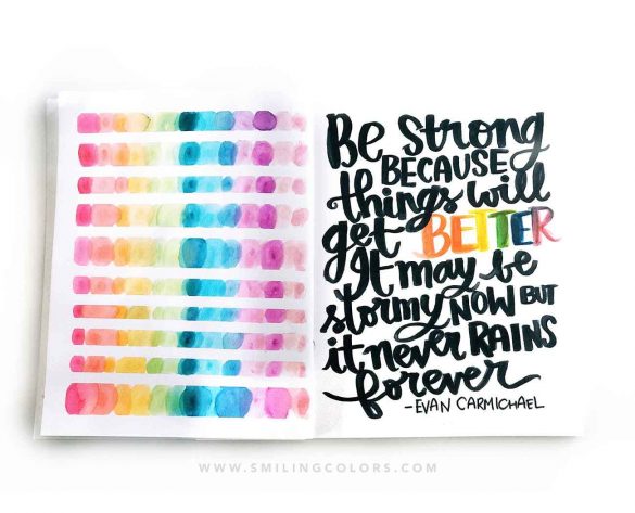 Watercolor Rainbow Tutorial with bold Handlettered Quote