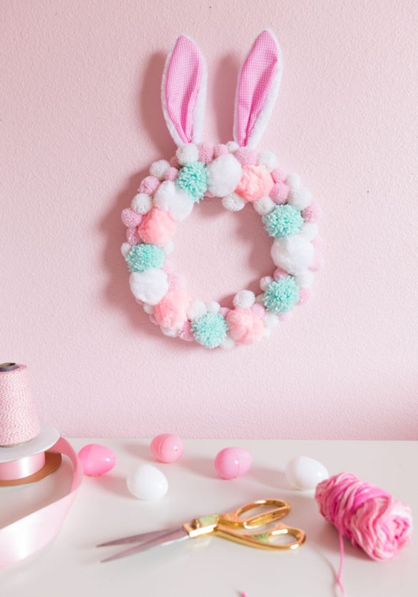 Pom-Pom Easter Bunny Wreath