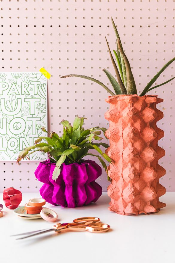 DIY Vases Using Recycled Egg Cartons