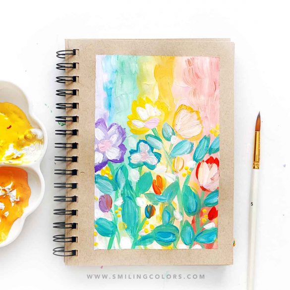 Simple flower painting Tutorial: Sharing my sketchbook practice work
