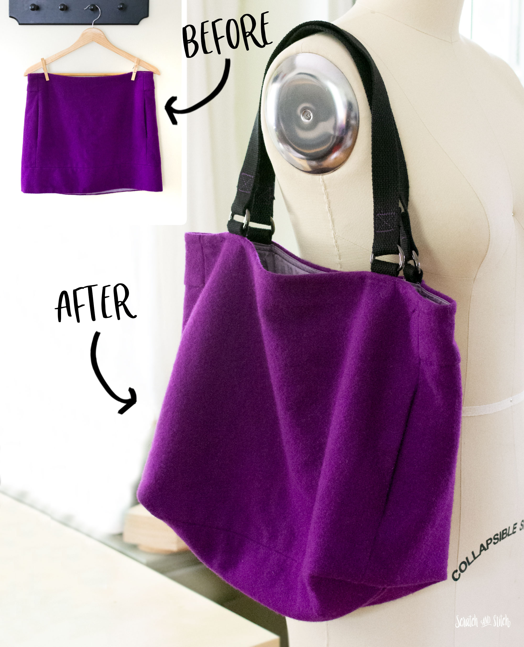 DIY Tote Bag from a Mini Skirt