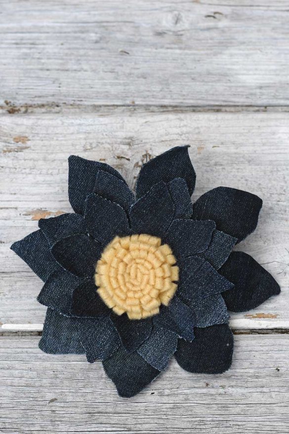 DIY Fabric Sunflower Denim Corsage