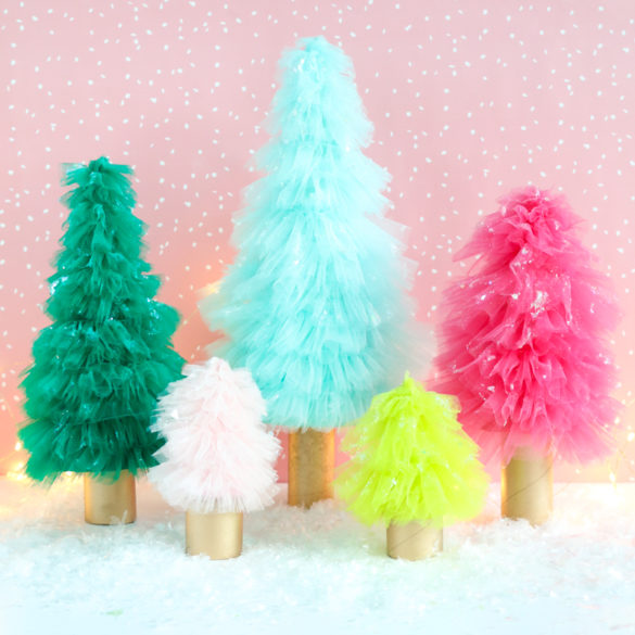 DIY Ruffled Tulle Christmas Trees