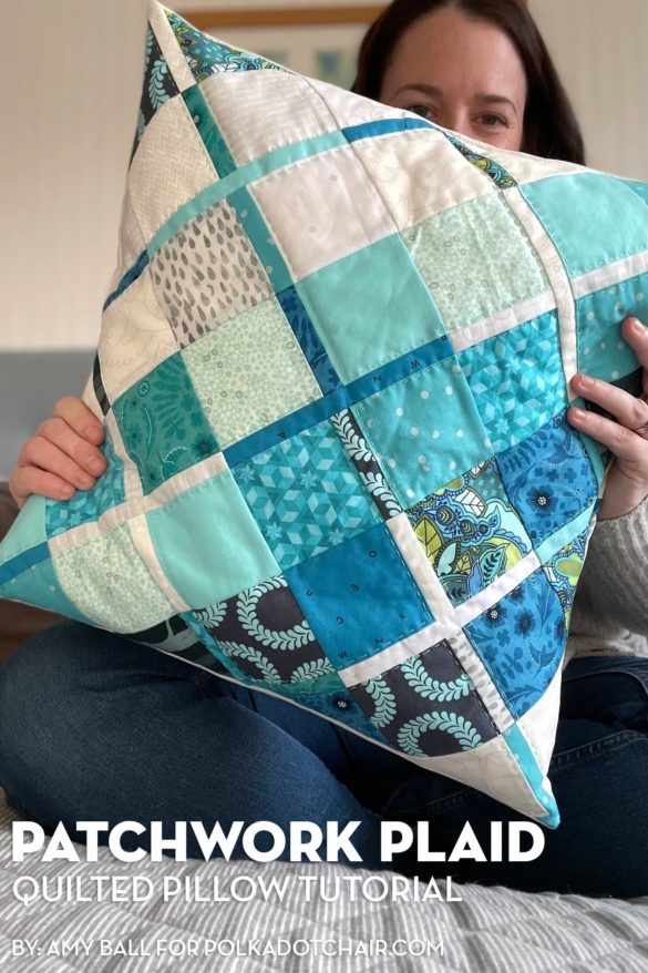 Patchwork Plaid Quilted Pillow Tutorial