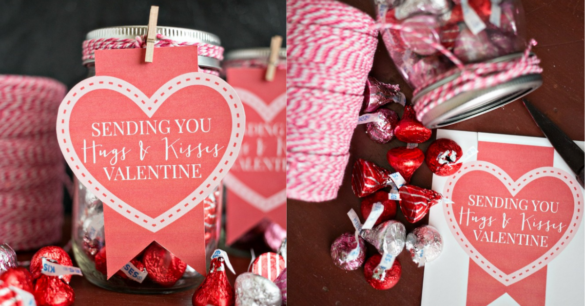Hugs and Kisses Mason Jar Valentines
