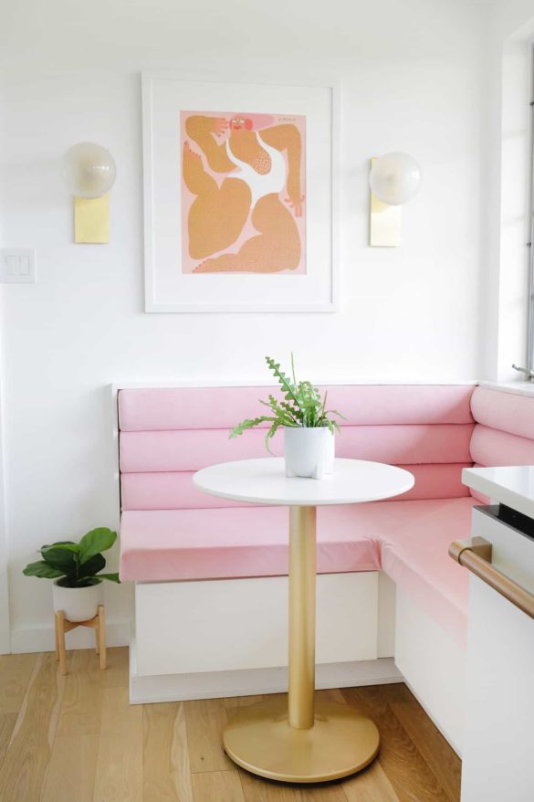 Pink Channel Tufted Banquette DIY