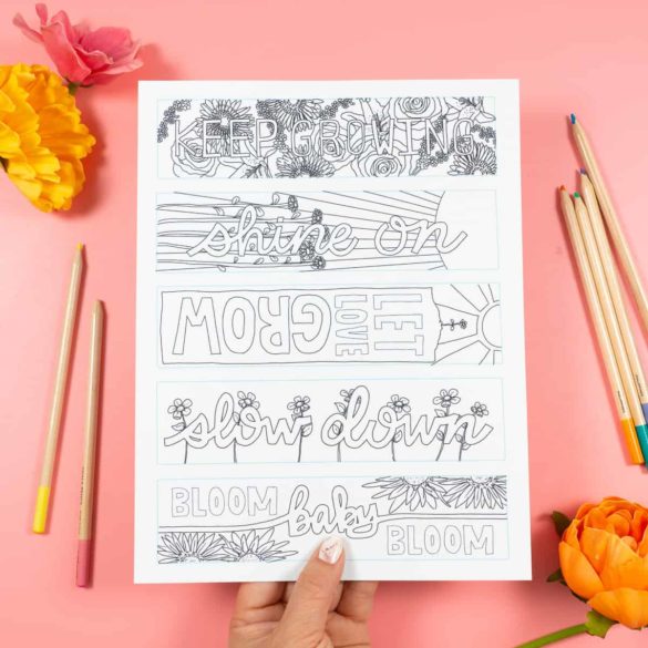 Pretty Free Floral Bookmarks Coloring Page To Print & Color