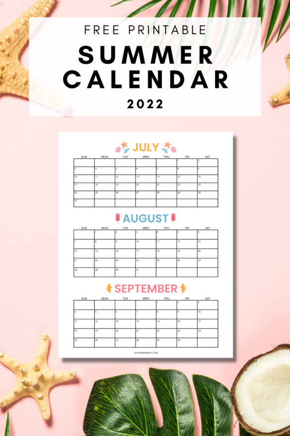 Free Printable Summer Calendar 2022