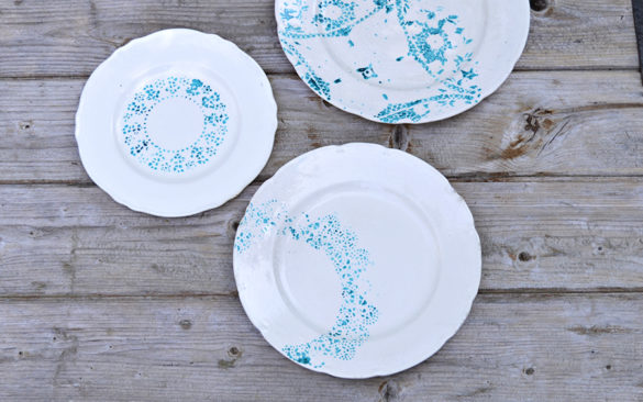 How To Paint Plates With A Doily