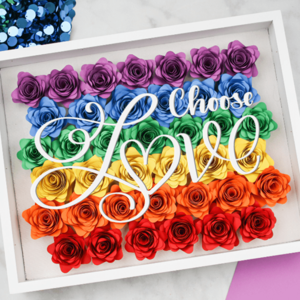 Rainbow Pride Rolled Flower Shadow Box