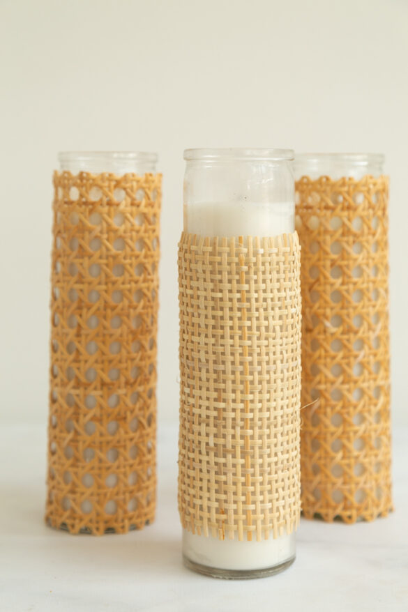 DIY Cane Wrapped Candles