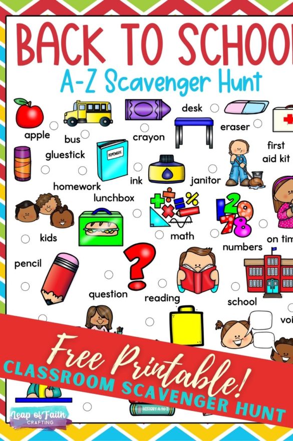 FREE Classroom Scavenger Hunt A to Z Printable!