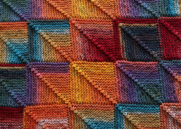 Quickly Knit a Mitered Square Blanket with this Colorful Chunky Yarn
