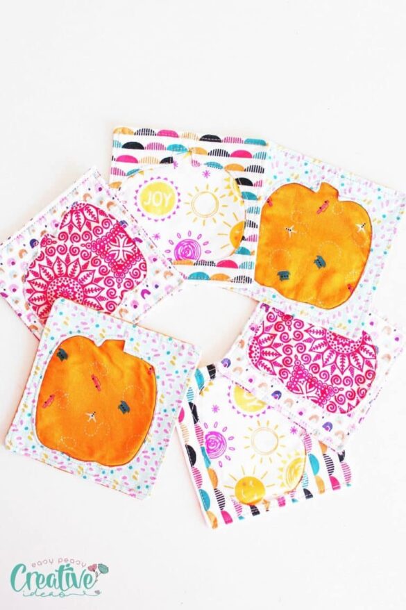 Reverse Applique Pumpkin Coasters sewing tutorial