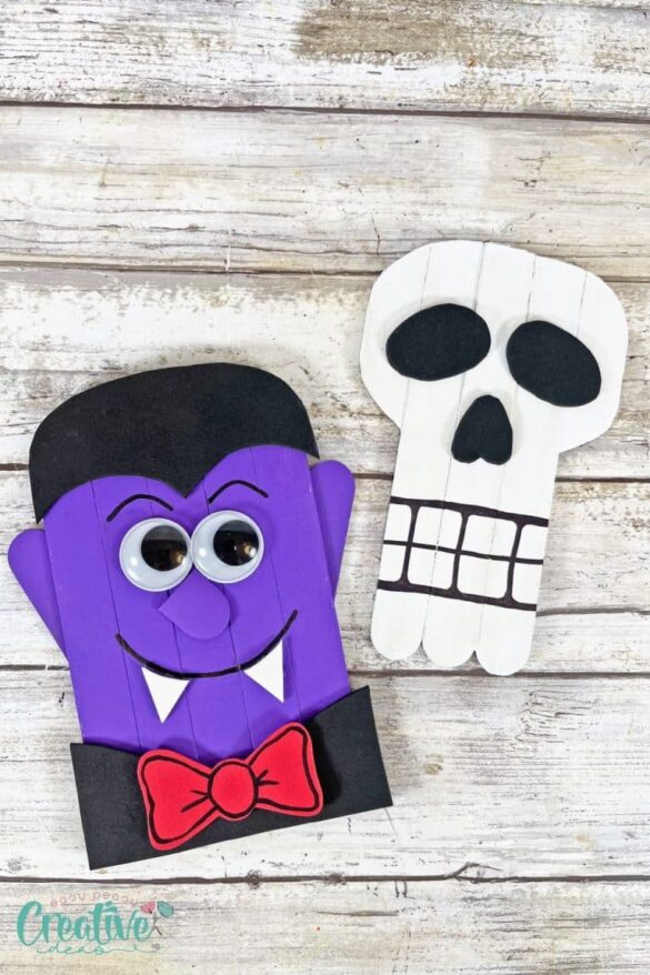 Dracula & Skull Dollar Tree Halloween crafts with popsicle sticks