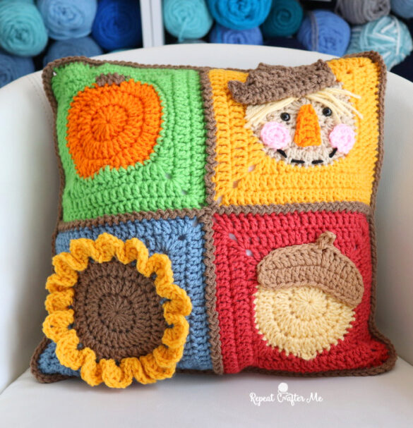 Fall Crochet Squares Pillow