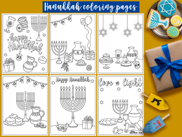 FREE Hanukkah Coloring Pages (6 Sheets!)