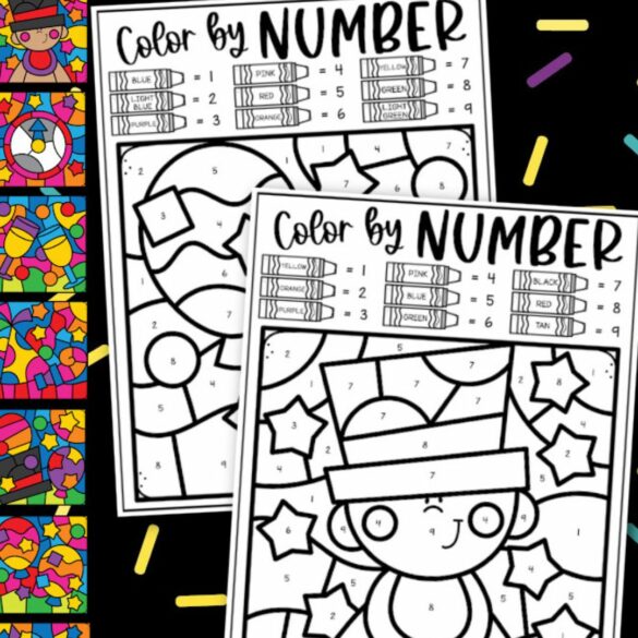 FREE New Years Color By Number (7 Printables!)