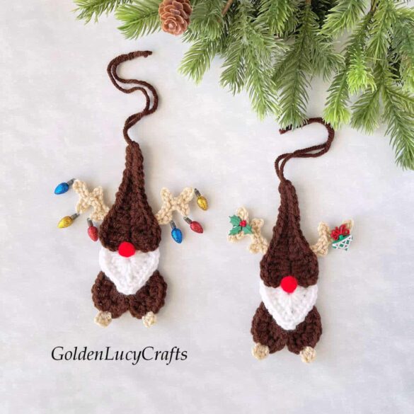 Crochet Reindeer Gnome Christmas Ornament