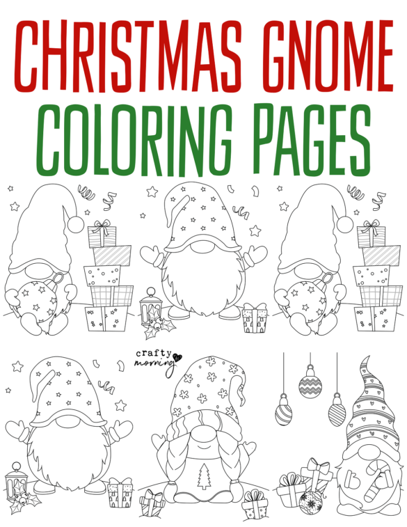 Christmas Gnome Coloring Pages (Free Printables)