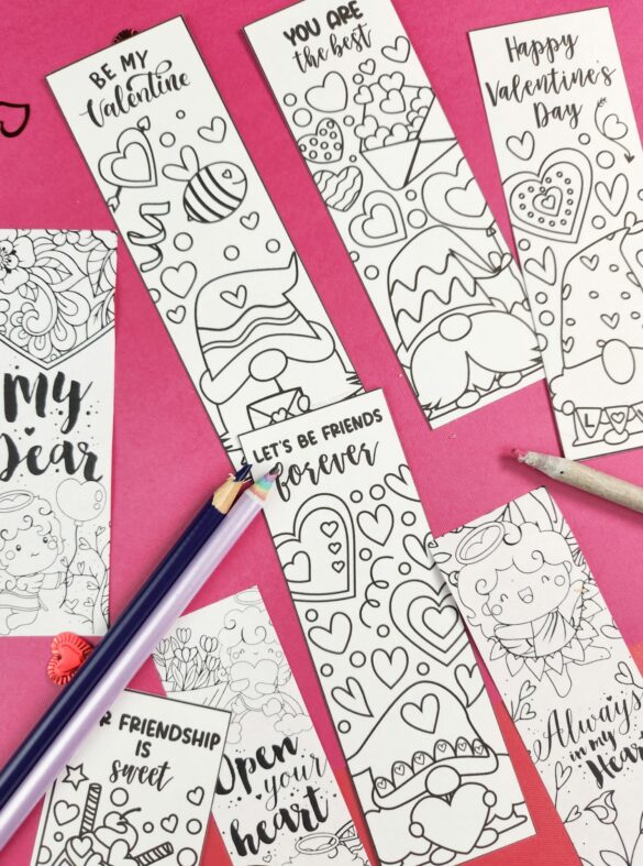 FREE Valentine Bookmarks to Color (Cute Printables!)