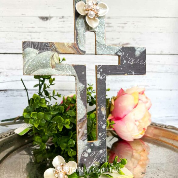 Dollar Store Easter Cross Craft with Decoupage