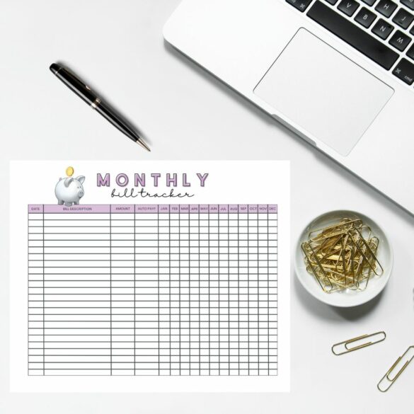 FREE Monthly Bill Chart Printable Template PDF