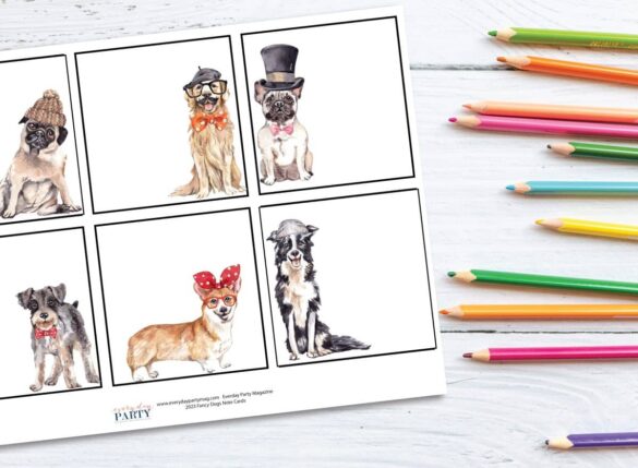 Fancy Dogs Printable Note Cards