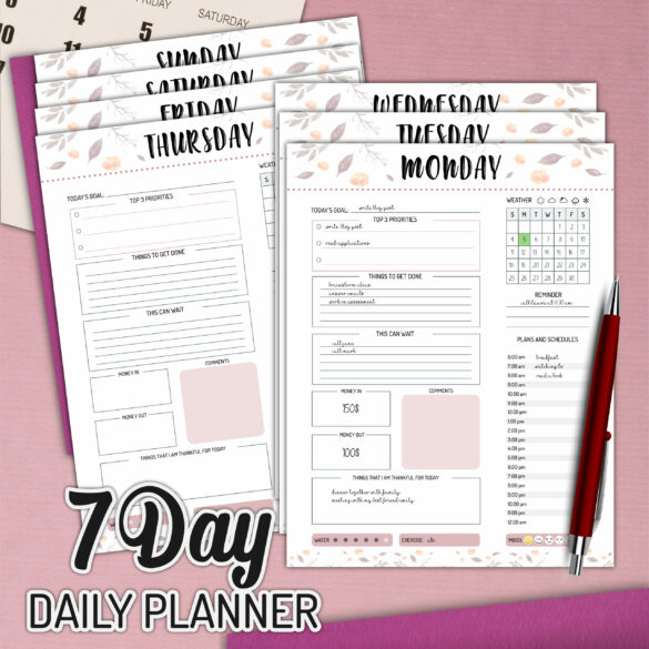 FREE Blank Daily Calendar Printable Planner PDF