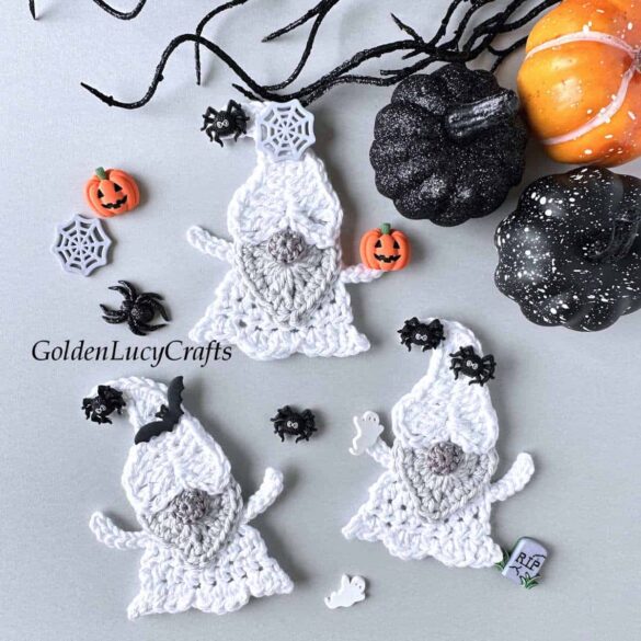 Crochet Halloween Ghost Gnome