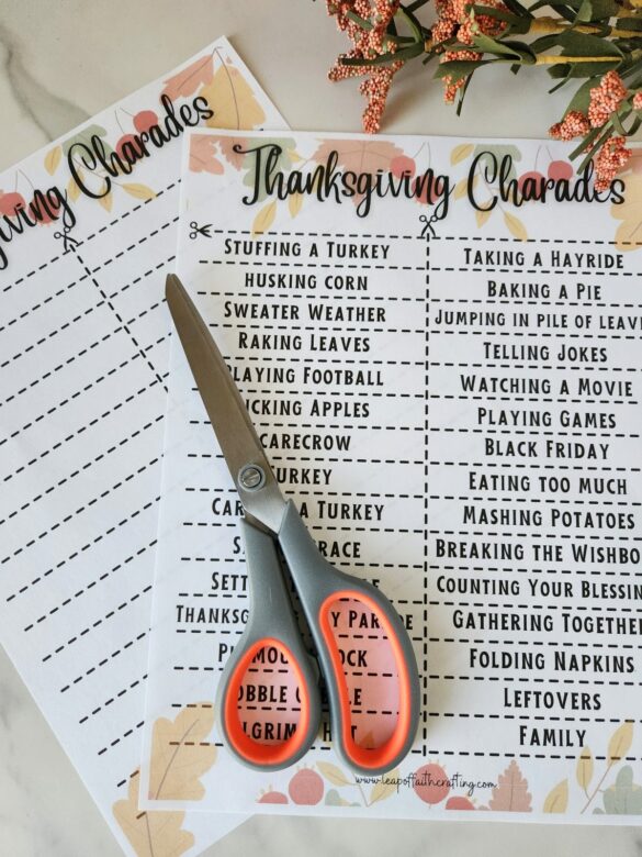 FREE Thanksgiving Charades Printable Game Cards (2023)