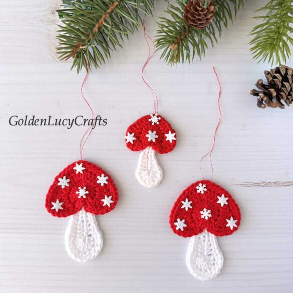 Crochet Mushroom Christmas Ornament