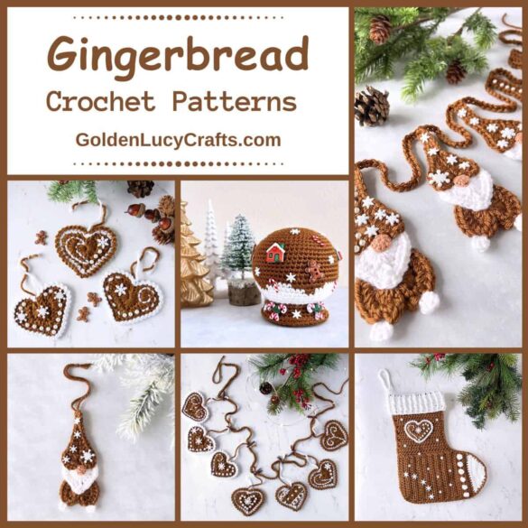Gingerbread-themed Crochet Patterns, Design by GoldenLucyCrafts