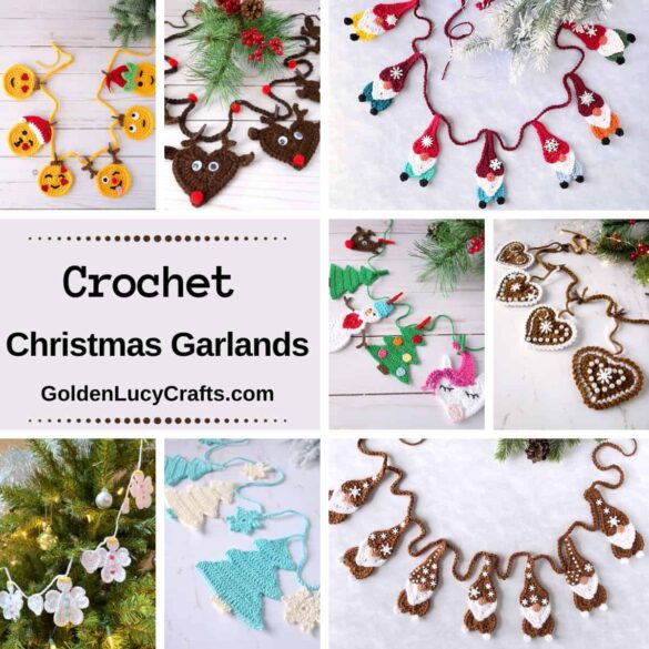 Crochet Christmas Garlands, Design by GoldenLucyCrafts