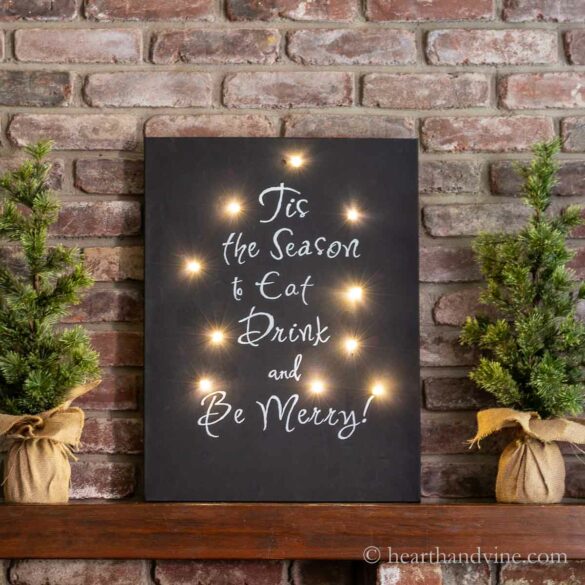 DIY Lighted Sign for Your Christmas Mantel
