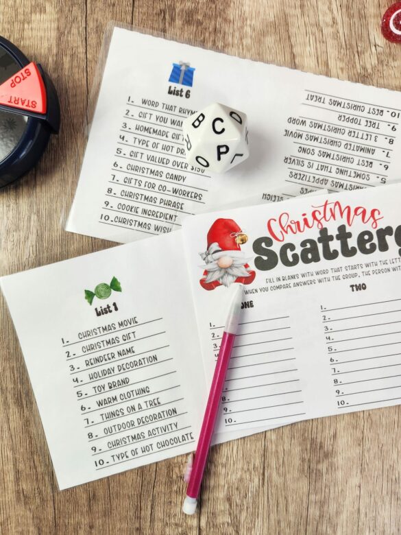 FREE Christmas Scattergories Printable 2023 (8 Lists!)