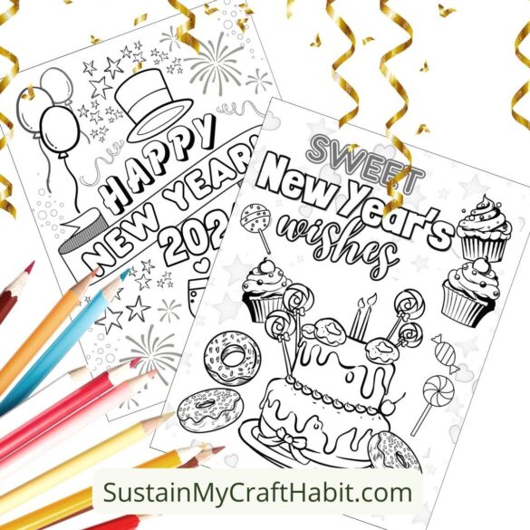 Free Happy New Year Coloring Pages Printable for 2024