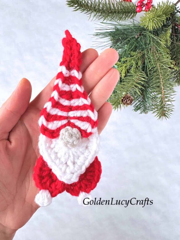 Crochet Candy Cane Gnome