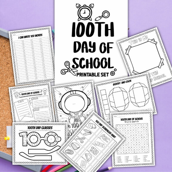 FREE 100th Day of School Printables (8 Worksheets!)