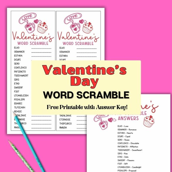Valentines Day Word Scramble – FREE with Answers!