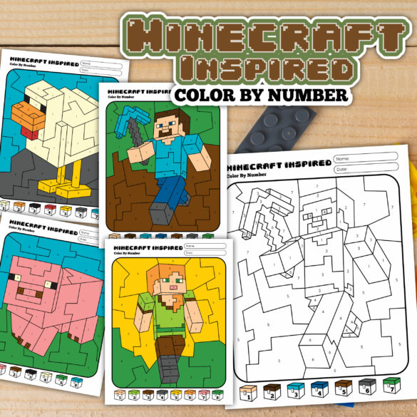 Minecraft Color By Number FREE (8 Pages for Kids!)