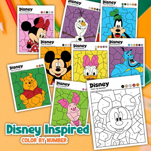 FREE Disney Color By Number Coloring Pages (8 Printables!)