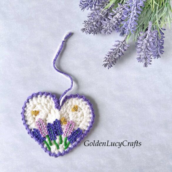 Crochet Lavender Heart Ornament