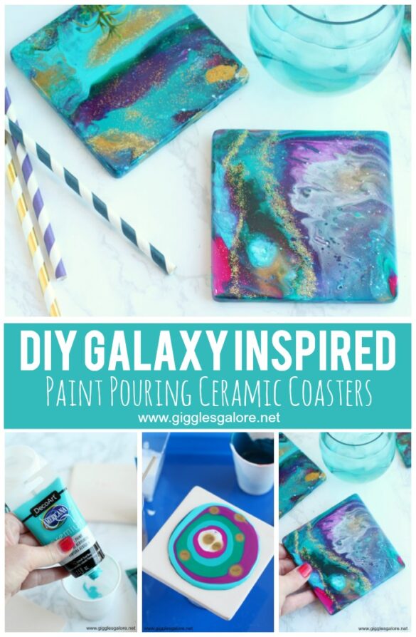 DIY Acrylic Pour Ceramic Coasters