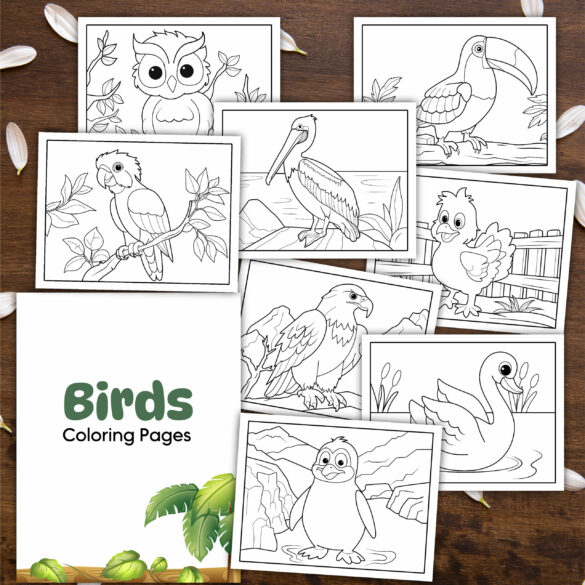 Birds Coloring Pages Printable FREE (8 Cute Birds!)