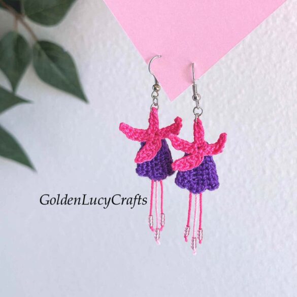 Crochet Fuchsia Earrings